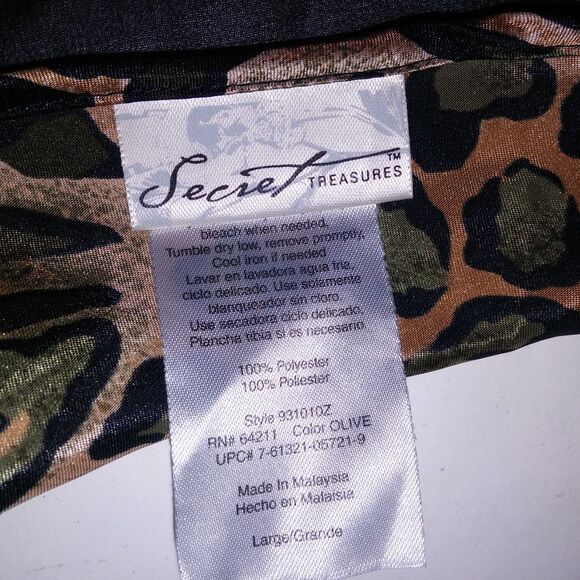 Secret Treasures Lingerie Chemise Babydoll Large Black Leopard Sheer Sleepwear - Picture 8 of 8